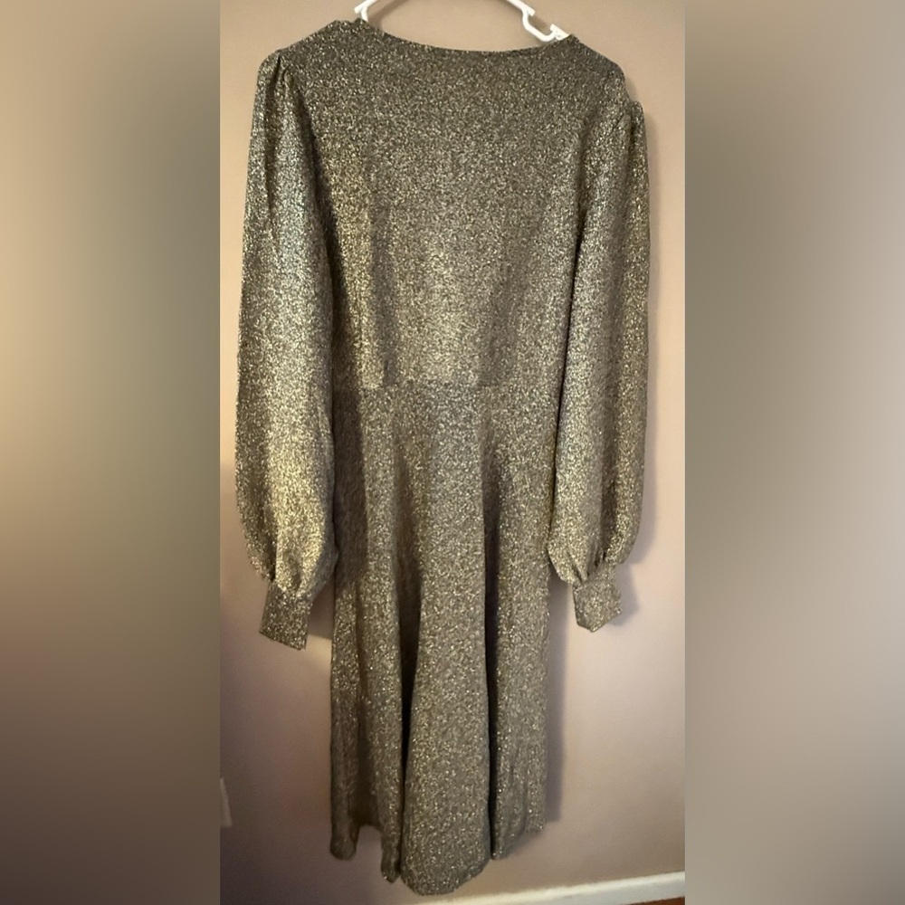 Boden metallic gold shimmer jersey midi dress size 10R New with tags. d0405 - Picture 6 of 6